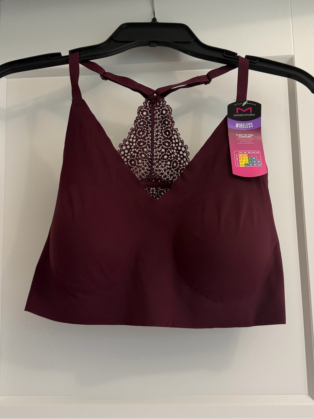 Maidenform Lace-Back Bralette - Burgundy